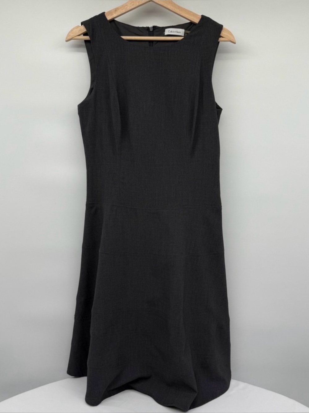 Calvin Klein 6 Dark Gray Sleeveless Midi Dress Career Business Work Wear (B2)